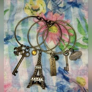 Chic Parisian Charm Bracelet Set in Gold Tone